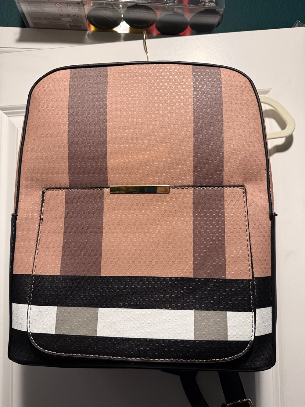 Women’s Striped Blush and Black Backpack